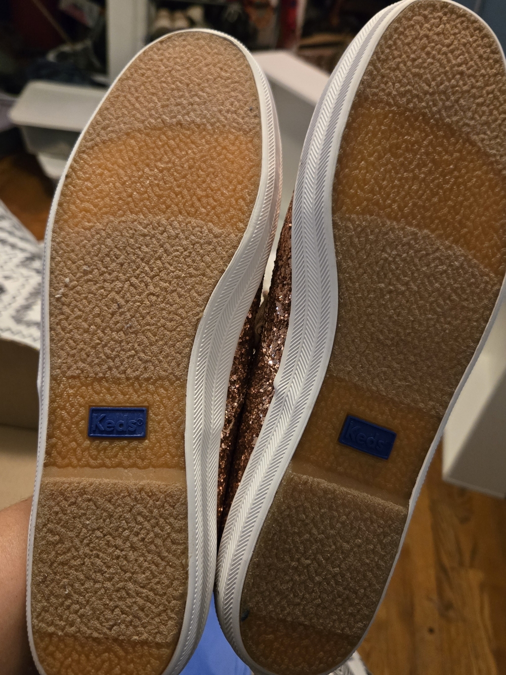 Keds Rose Gold Glitter Lace-Up Sneakers - Picture 3 of 5
